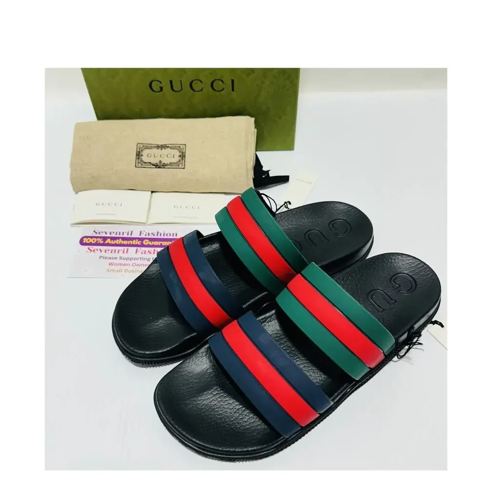 NIB Gucci Agrado 10 US 10.5 Slides Multicolor Rubber Slip-On Sandals